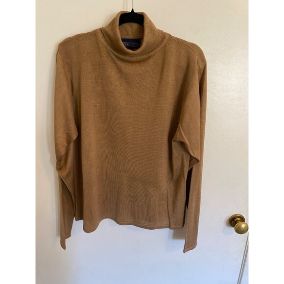 Herman Geist Turtleneck Sweater, size XL Silk Camel Tan Nice - Picture 1 of 12